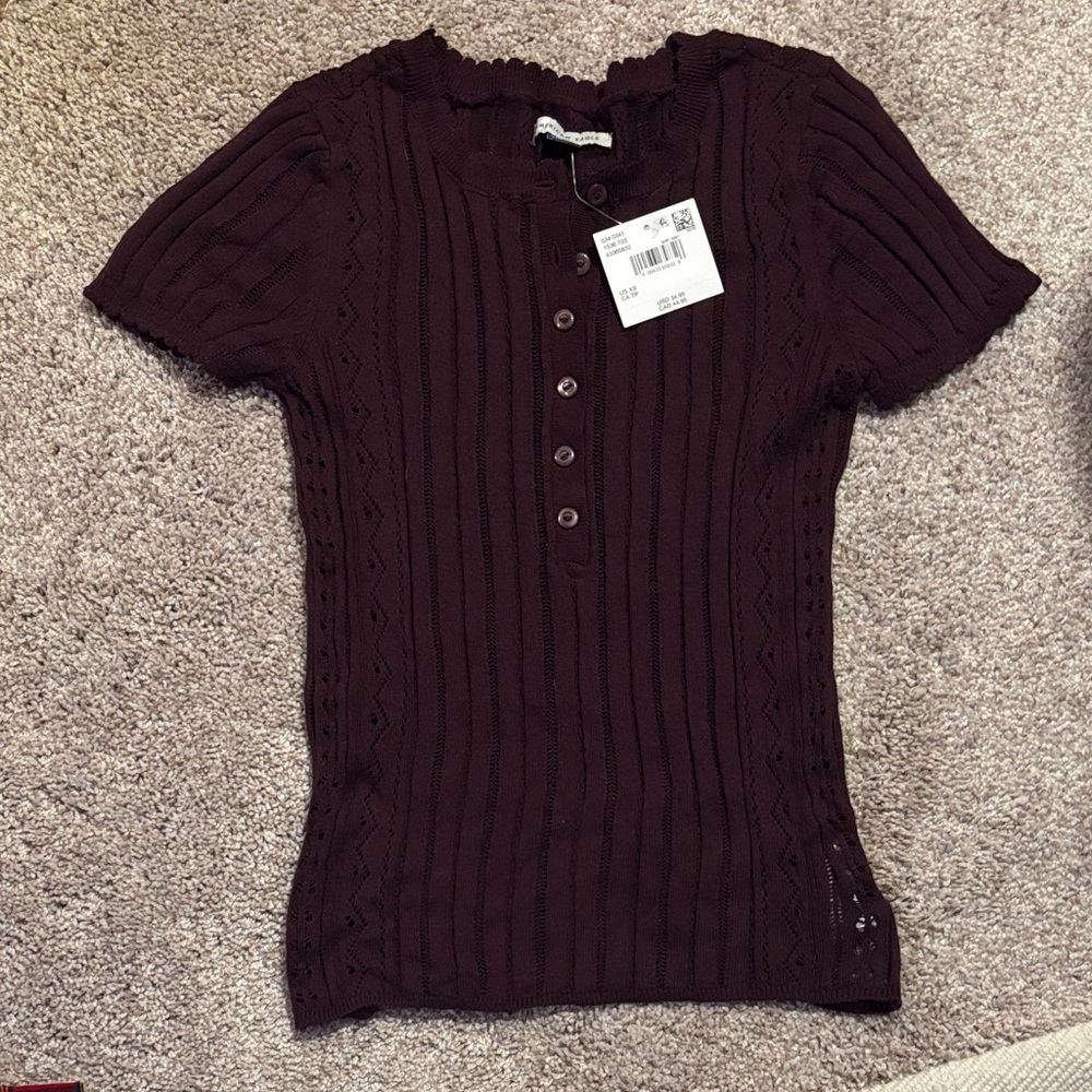 American Eagle Outfitters Dark Brown Short Sleeve Top